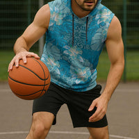 Hawaii Sleeveless Hoodie Teal Polynesian Monstera Patterns DT05 - Polynesian Pride
