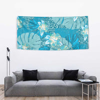 Hawaii Tapestry Teal Polynesian Monstera Patterns - Polynesian Pride