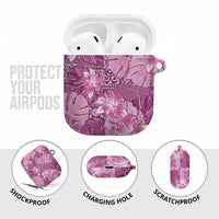 Hawaii AirPods Case Magenta Polynesian Monstera Patterns - Polynesian Pride