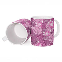 Hawaii Ceramic Mug Magenta Polynesian Monstera Patterns - Polynesian Pride