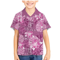 Hawaii Family Matching Mermaid Dress and Hawaiian Shirt Magenta Polynesian Monstera Patterns - Polynesian Pride