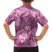Hawaii Family Matching Puletasi and Hawaiian Shirt Magenta Polynesian Monstera Patterns - Polynesian Pride