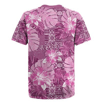 Hawaii Rugby Jersey Magenta Polynesian Monstera Patterns - Polynesian Pride