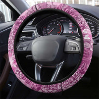 Hawaii Steering Wheel Cover Magenta Polynesian Monstera Patterns - Polynesian Pride