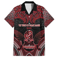 Personalised New Zealand Waitangi Day Family Matching Summer Maxi Dress and Hawaiian Shirt Te Tiriti O Waitangi 1840 DT05 Dad's Shirt - Short Sleeve Black - Polynesian Pride