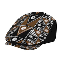 Fiji Brown Masi Pattern Jeff Hat Fijian Tapa