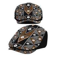 Fiji Brown Masi Pattern Jeff Hat Fijian Tapa