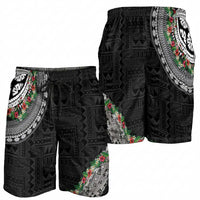 Fiji Hibiscus Shorts for Men Tapa Masi Motifs with Tropical Plants