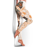 Fiji Leggings Masi Tapa Pattern Brown LT05 - Polynesian Pride