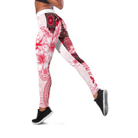 Fiji Leggings Masi Tapa Pattern Red LT05 Red - Polynesian Pride