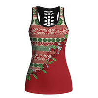 Fiji Marau na Kerisimasi Hollow Tank Top Red Tagimoucia Tapa Masi Tribal - Polynesian Pride