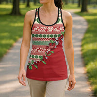 Fiji Marau na Kerisimasi Hollow Tank Top Red Tagimoucia Tapa Masi Tribal - Polynesian Pride