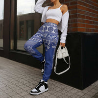 Fiji Marau na Kerisimasi Jogger Pants Blue Tagimoucia Tapa Masi Tribal - Polynesian Pride