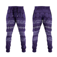 Fiji Marau na Kerisimasi Jogger Pants Purple Tapa Masi Inspired Christmas - Polynesian Pride