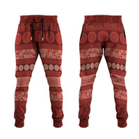 Fiji Marau na Kerisimasi Jogger Pants Red Tapa Masi Inspired Christmas - Polynesian Pride
