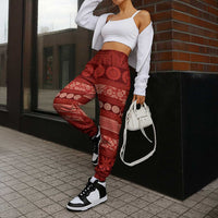 Fiji Marau na Kerisimasi Jogger Pants Red Tapa Masi Inspired Christmas - Polynesian Pride