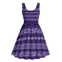 Fiji Marau na Kerisimasi Midi Dress Purple Tapa Masi Inspired Christmas - Polynesian Pride
