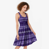Fiji Marau na Kerisimasi Midi Dress Purple Tapa Masi Inspired Christmas - Polynesian Pride