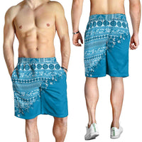 Fiji Marau na Kerisimasi Shorts for Men Aqua Tagimoucia Tapa Masi Tribal - Polynesian Pride