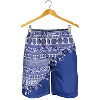 Fiji Marau na Kerisimasi Shorts for Men Blue Tagimoucia Tapa Masi Tribal LT9 - Polynesian Pride