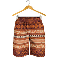 Fiji Marau na Kerisimasi Shorts for Men Gold Tapa Masi Inspired Christmas LT9 - Polynesian Pride