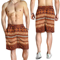 Fiji Marau na Kerisimasi Shorts for Men Gold Tapa Masi Inspired Christmas LT9 - Polynesian Pride