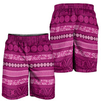 Fiji Marau na Kerisimasi Shorts for Men Pink Tapa Masi Inspired Christmas - Polynesian Pride