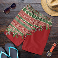 Fiji Marau na Kerisimasi Shorts for Men Red Tagimoucia Tapa Masi Tribal LT9 Red - Polynesian Pride