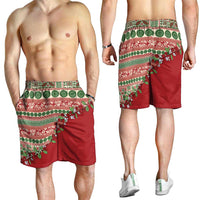 Fiji Marau na Kerisimasi Shorts for Men Red Tagimoucia Tapa Masi Tribal LT9 - Polynesian Pride