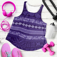 Fiji Marau na Kerisimasi Women Racerback Tank Purple Tapa Masi Inspired Christmas - Polynesian Pride