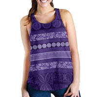 Fiji Marau na Kerisimasi Women Racerback Tank Purple Tapa Masi Inspired Christmas - Polynesian Pride