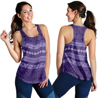 Fiji Marau na Kerisimasi Women Racerback Tank Purple Tapa Masi Inspired Christmas - Polynesian Pride