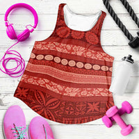 Fiji Marau na Kerisimasi Women Racerback Tank Red Tapa Masi Inspired Christmas - Polynesian Pride