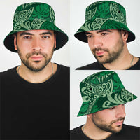Forest Green Monstera Bucket Hat Polynesian Tribal Pattern - Polynesian Pride