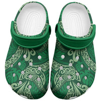 Forest Green Monstera Clogs Shoes Polynesian Tribal Pattern - Polynesian Pride