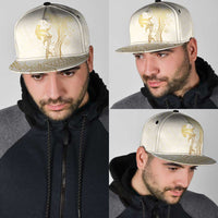 Gold and White Hawaii Snapback Cap Hammerhead Shark Tattoo Curve Polynesian - Polynesian Pride
