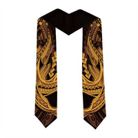 Gold Black Aloha Hawaii Graduation Stole Polynesian Shark Tattoo With Plumeria - Polynesian Pride