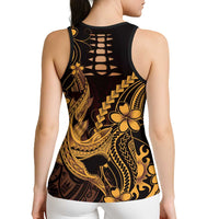 Gold Black Aloha Hawaii Hollow Tank Top Polynesian Shark Tattoo With Plumeria - Polynesian Pride