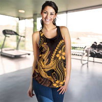 Gold Black Aloha Hawaii Women Racerback Tank Polynesian Shark Tattoo With Plumeria - Polynesian Pride