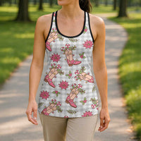 Gray Paniolo Palaka Hawaiian Cowgirl Christmas Hollow Tank Top - Polynesian Pride