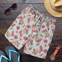 Gray Paniolo Palaka Hawaiian Cowgirl Christmas Shorts for Men LT9 Gray - Polynesian Pride