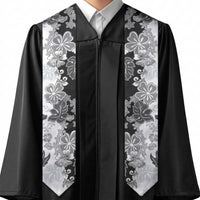 Gray Scale Hibiscus Plumeria Floral Graduation Stole LT01 - Polynesian Pride