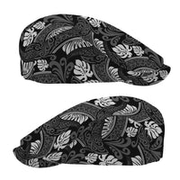 Grayscale Monstera Jeff Hat Polynesian Tribal Pattern - Polynesian Pride