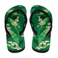 Green Banana Leaf Hawaii Flip Flops Lau Maia Plumeria Tropical Summer Vibes
