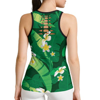 Green Banana Leaf Hawaii Hollow Tank Top Lau Maia Plumeria Tropical Summer Vibes