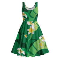 Green Banana Leaf Hawaii Midi Dress Lau Maia Plumeria Tropical Summer Vibes