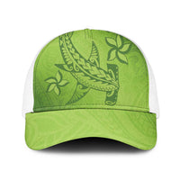 Green Gradient Polynesia Mesh Trucker Cap Hawaiian Tribal Hammerhead Shark Tattoo LT14 One Size White Green - Polynesian Pride