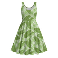 Green Hawaii Kalo Palaka Motifs Midi Dress Hawaiian Taro Leaves Elegant Vibes LT14 Green - Polynesian Pride