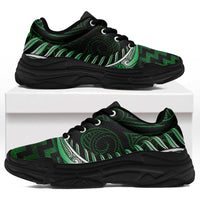 Green Matariki New Zealand Chunky Sneakers Maori Poutama Galaxy Vibes LT14 Green - Polynesian Pride