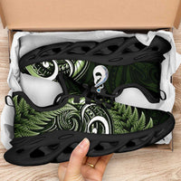 Green New Zealand Clunky Sneakers Aotearoa Silver Fern With Manaia Maori Unique LT14 - Polynesian Pride
